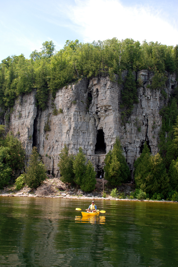 The Niagra escarpment, shown hear along Peninsula State Park, is a dominant feature of the Northern Lake Michigan Coastal landscape.
