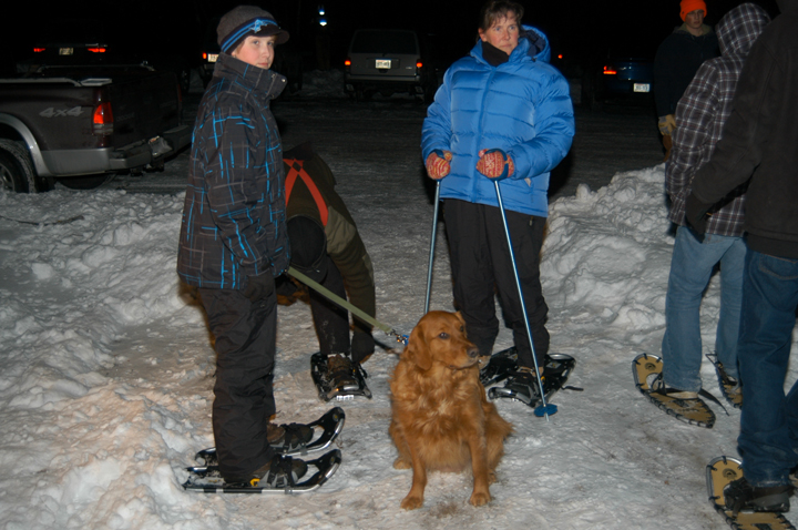 Some events allow pets on a leash, like the snowshoe hike at Rib Mountain, but others do not.  Pets are generally not allowed on groomed cross-country ski trails. - Photo Credit: DNR