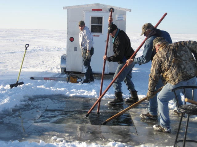 Wisconsin's Lake Winnebago System sturgeon season brings together family and friends from across the state and beyond. Spearing licenses for 2018 were sold to spearers from 71 of 72 Wisconsin counties, 32 states and one Canadian province. - Photo credit: Darcy Kind